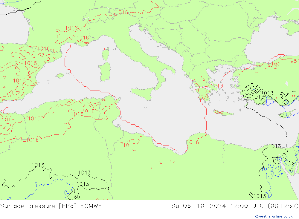 Pressione al suolo ECMWF dom 06.10.2024 12 UTC