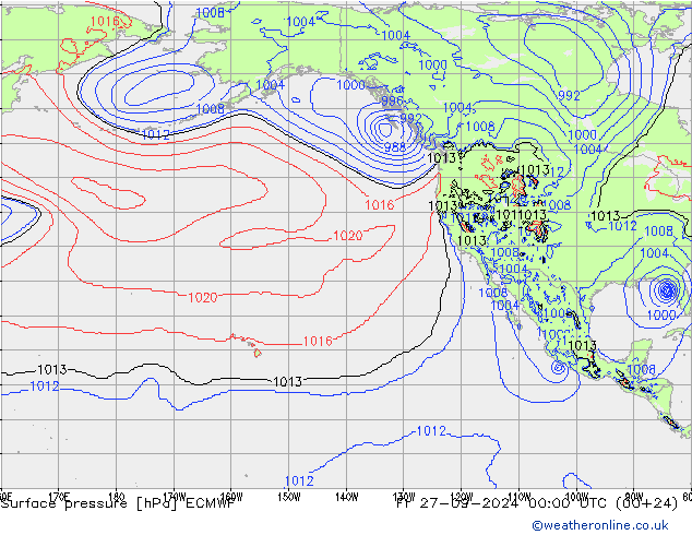 Surface pressure ECMWF Fr 27.09.2024 00 UTC