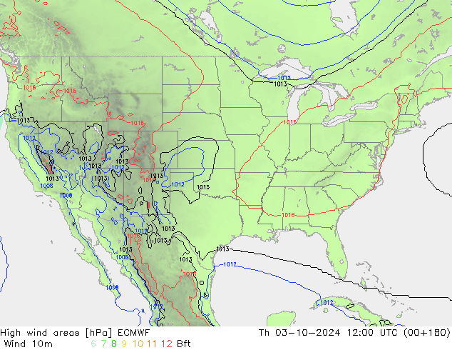 Izotacha ECMWF czw. 03.10.2024 12 UTC