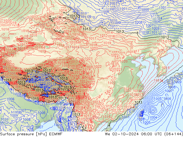 Luchtdruk (Grond) ECMWF wo 02.10.2024 06 UTC