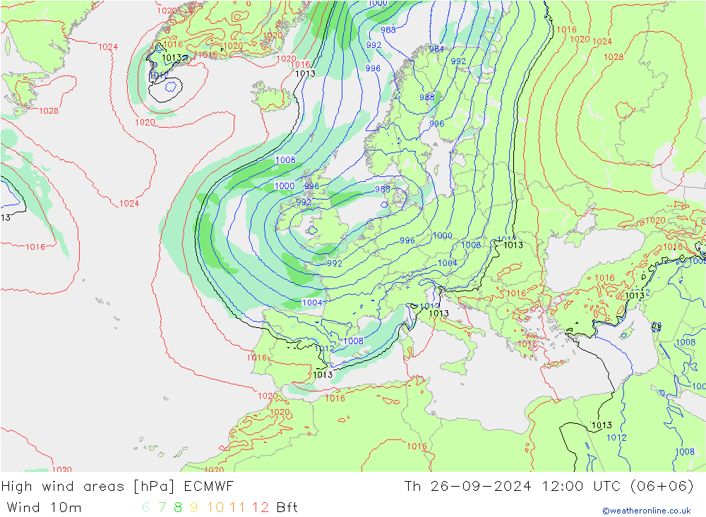 Sturmfelder ECMWF Do 26.09.2024 12 UTC