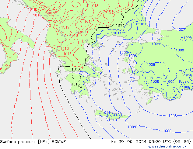 ciśnienie ECMWF pon. 30.09.2024 06 UTC