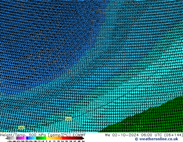 Height/Temp. 500 гПа ECMWF ср 02.10.2024 06 UTC