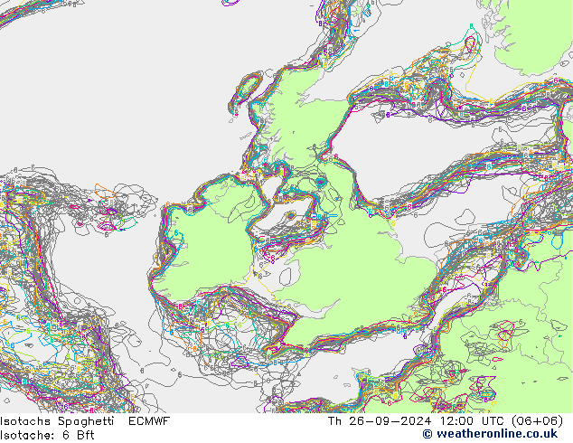 Isotachs Spaghetti ECMWF Th 26.09.2024 12 UTC