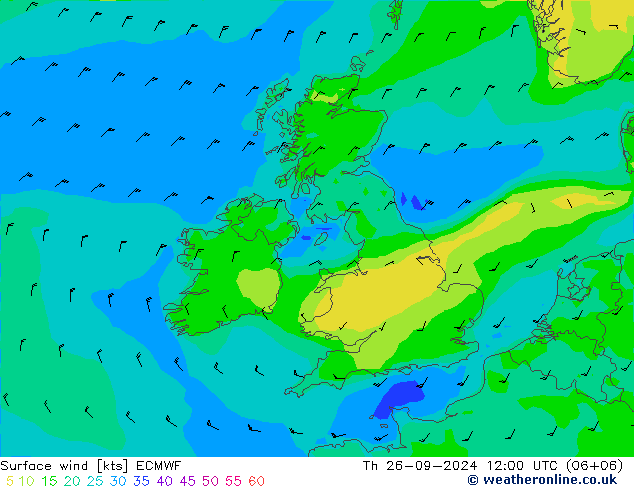 Surface wind ECMWF Th 26.09.2024 12 UTC