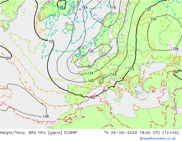 Yükseklik/Sıc. 850 hPa ECMWF Per 26.09.2024 18 UTC