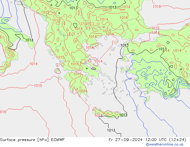 Atmosférický tlak ECMWF Pá 27.09.2024 12 UTC