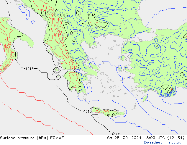 pressão do solo ECMWF Sáb 28.09.2024 18 UTC