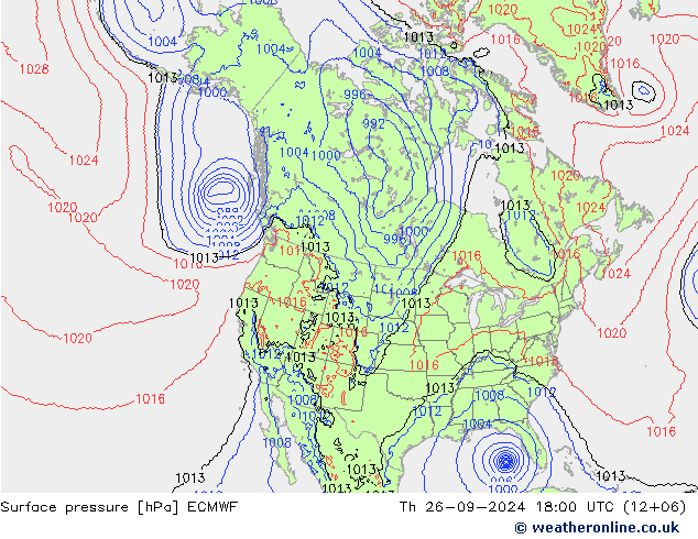 Presión superficial ECMWF jue 26.09.2024 18 UTC