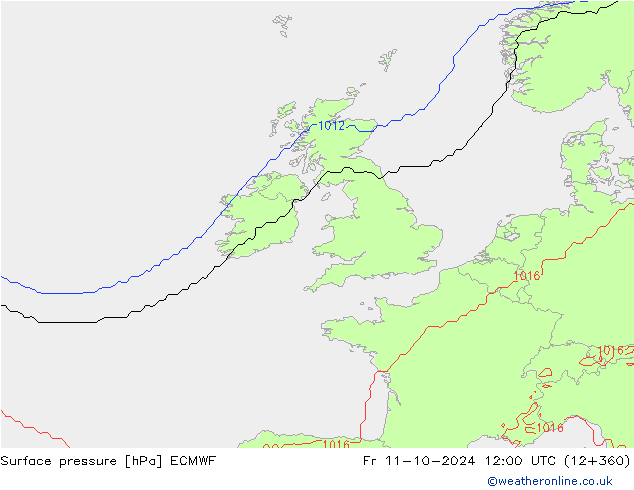 Yer basıncı ECMWF Cu 11.10.2024 12 UTC