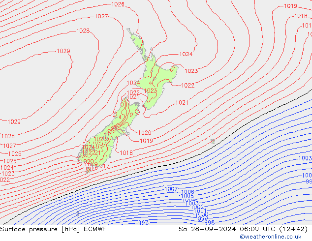 Surface pressure ECMWF Sa 28.09.2024 06 UTC