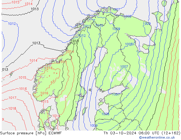 Surface pressure ECMWF Th 03.10.2024 06 UTC