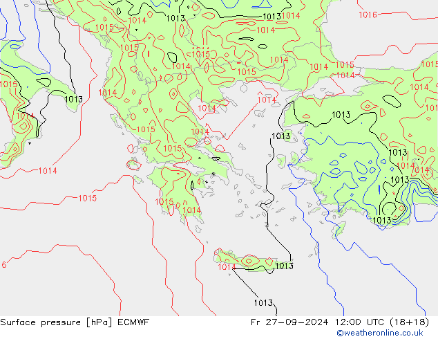 Atmosférický tlak ECMWF Pá 27.09.2024 12 UTC