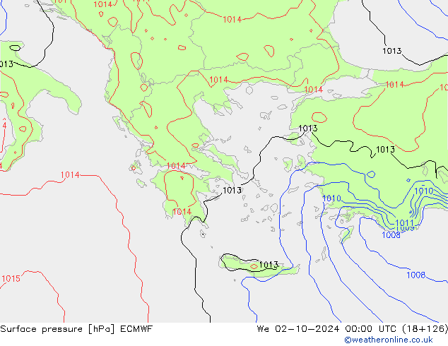 Atmosférický tlak ECMWF St 02.10.2024 00 UTC