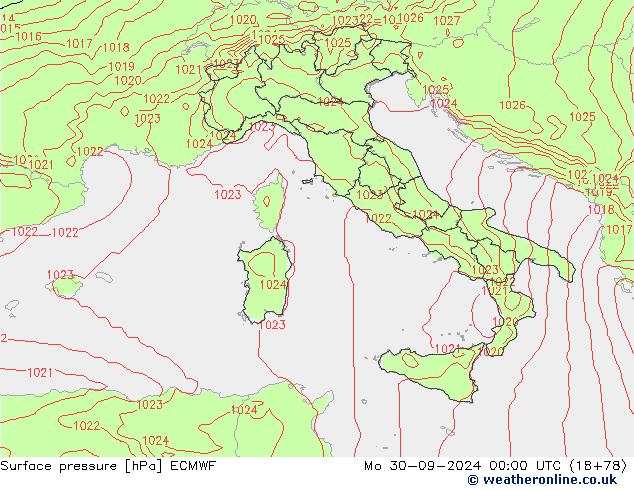 ciśnienie ECMWF pon. 30.09.2024 00 UTC