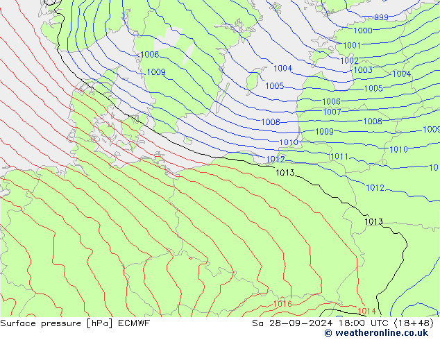 Luchtdruk (Grond) ECMWF za 28.09.2024 18 UTC