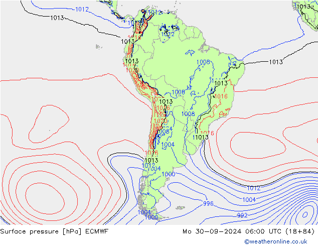 ciśnienie ECMWF pon. 30.09.2024 06 UTC