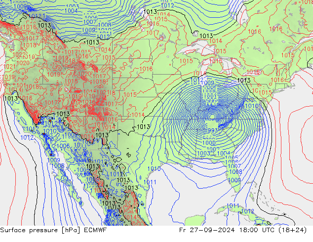 Surface pressure ECMWF Fr 27.09.2024 18 UTC