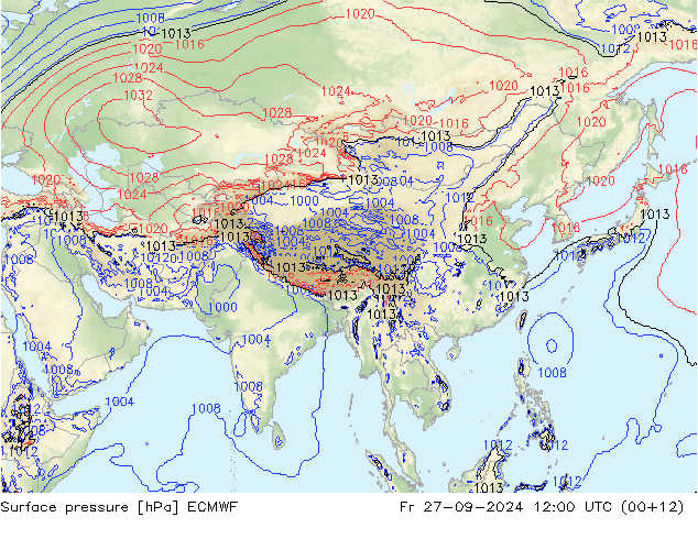 Pressione al suolo ECMWF ven 27.09.2024 12 UTC