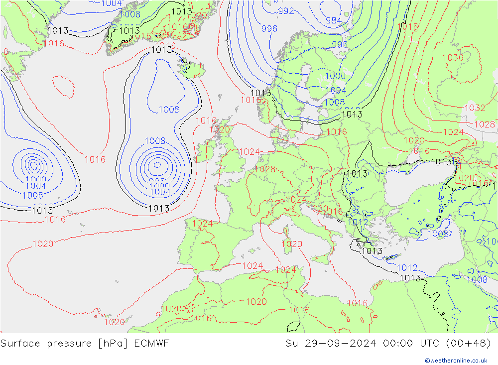 ciśnienie ECMWF nie. 29.09.2024 00 UTC