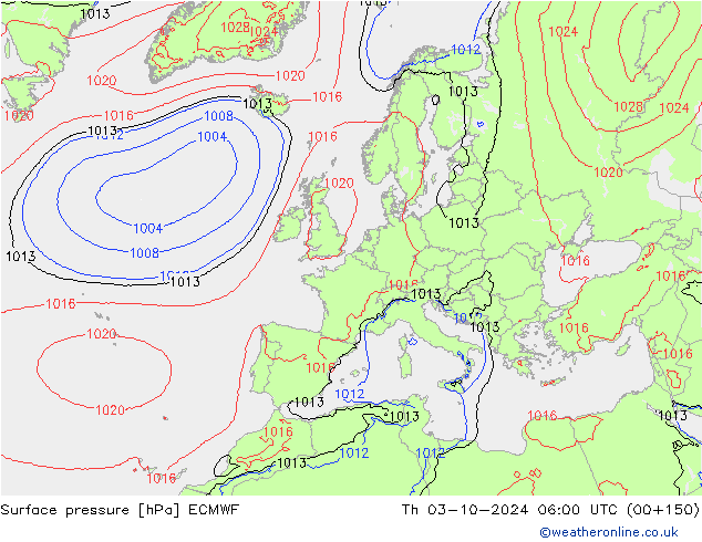 Luchtdruk (Grond) ECMWF do 03.10.2024 06 UTC