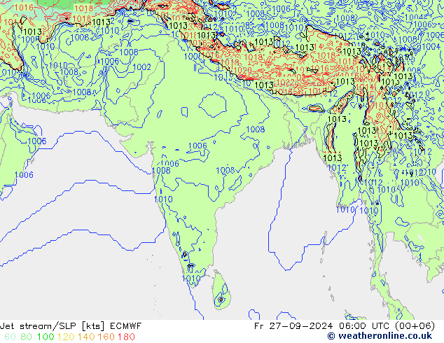 Jet stream ECMWF Sex 27.09.2024 06 UTC