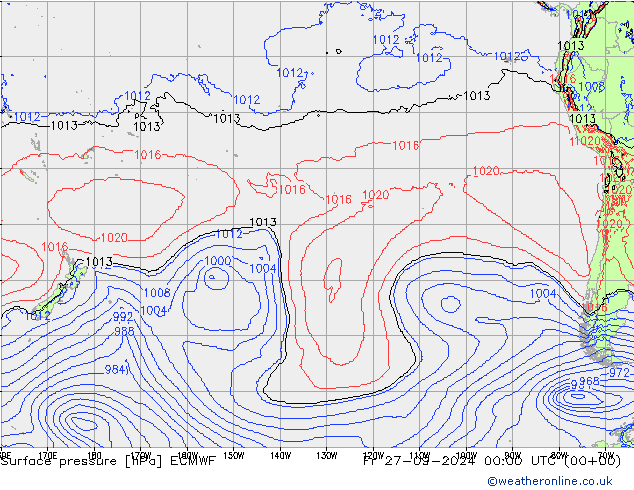 Luchtdruk (Grond) ECMWF vr 27.09.2024 00 UTC