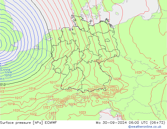 地面气压 ECMWF 星期一 30.09.2024 06 UTC