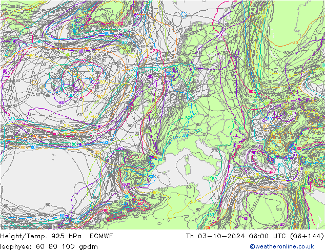 Hoogte/Temp. 925 hPa ECMWF do 03.10.2024 06 UTC