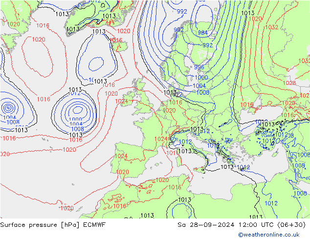 Luchtdruk (Grond) ECMWF za 28.09.2024 12 UTC