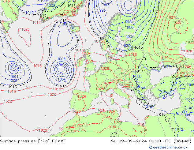 Luchtdruk (Grond) ECMWF zo 29.09.2024 00 UTC