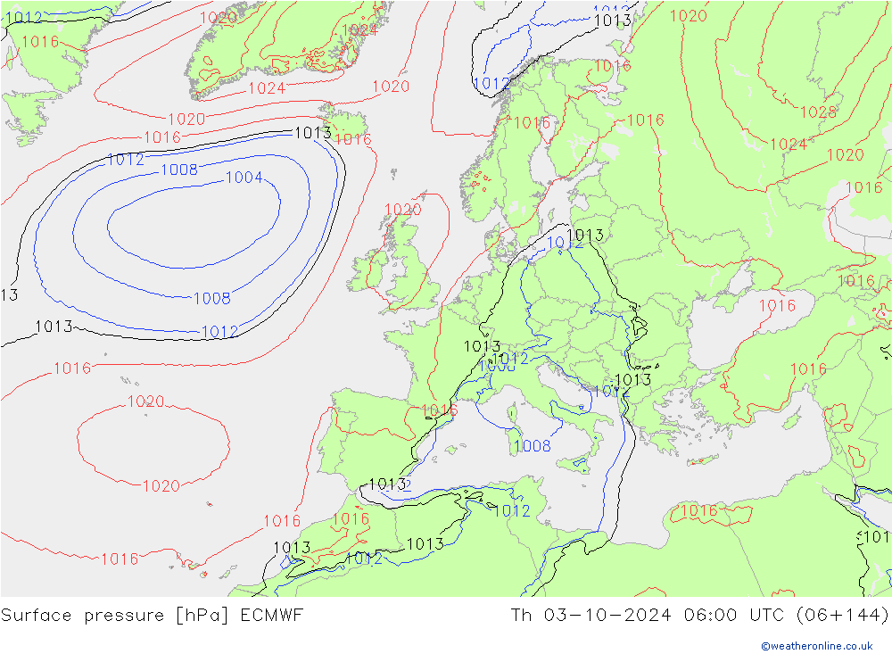 Luchtdruk (Grond) ECMWF do 03.10.2024 06 UTC