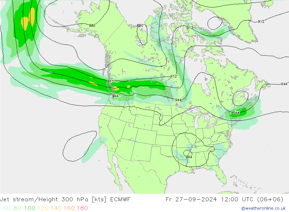 高速氣流 ECMWF 星期五 27.09.2024 12 UTC