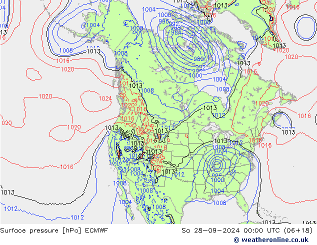 Luchtdruk (Grond) ECMWF za 28.09.2024 00 UTC