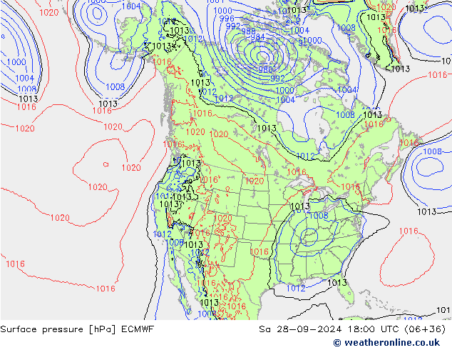 Luchtdruk (Grond) ECMWF za 28.09.2024 18 UTC