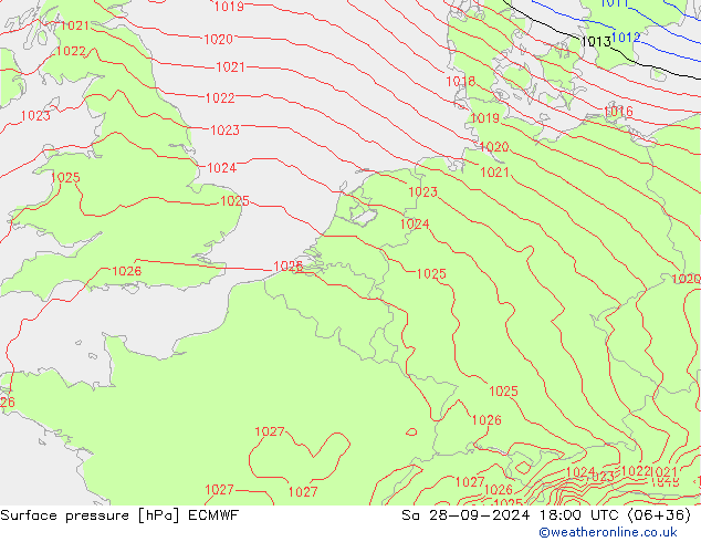 Luchtdruk (Grond) ECMWF za 28.09.2024 18 UTC