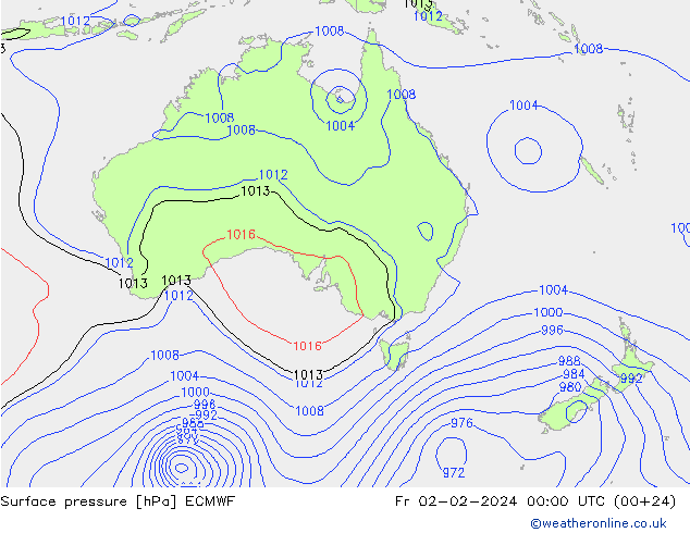 Yer basıncı ECMWF Cu 02.02.2024 00 UTC