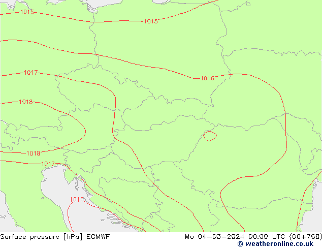 Atmosférický tlak ECMWF Po 04.03.2024 00 UTC