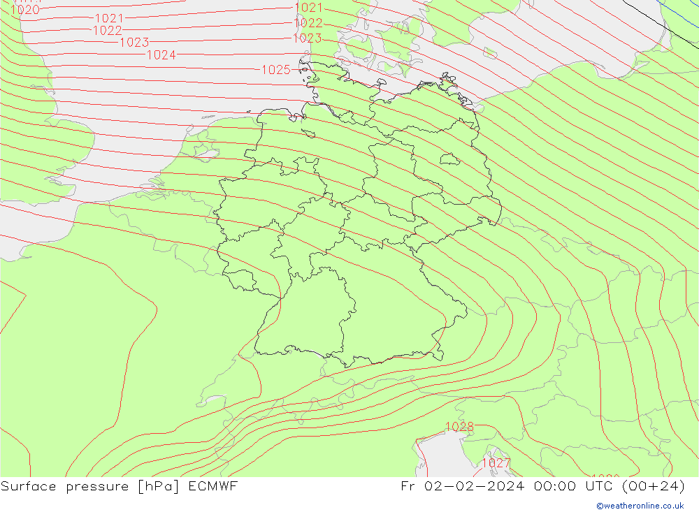 ciśnienie ECMWF pt. 02.02.2024 00 UTC
