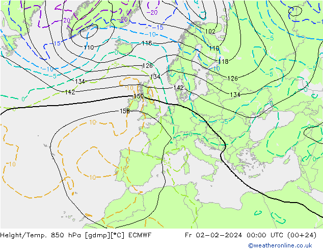 Height/Temp. 850 hPa ECMWF Fr 02.02.2024 00 UTC