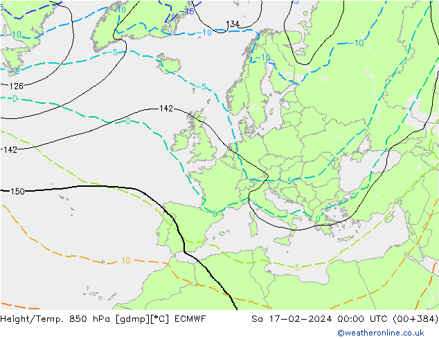 Height/Temp. 850 hPa ECMWF so. 17.02.2024 00 UTC