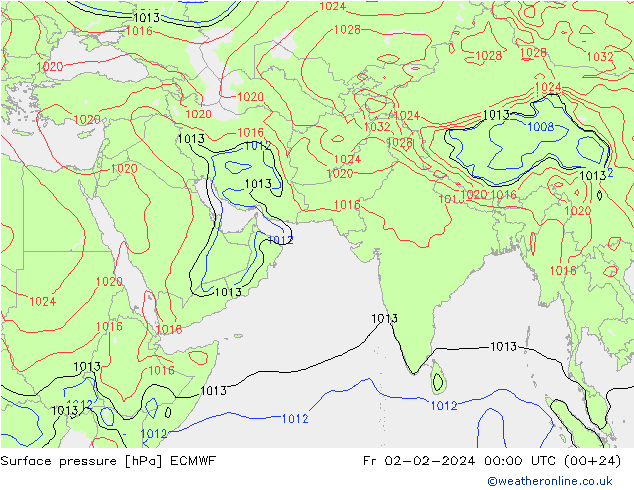 приземное давление ECMWF пт 02.02.2024 00 UTC