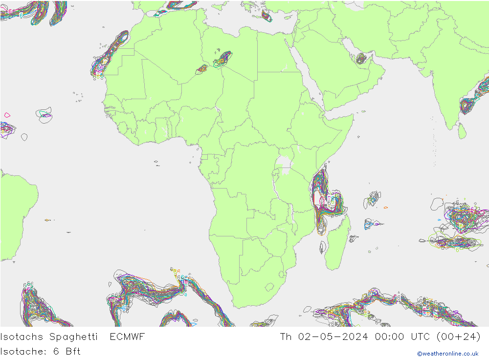 Isotachs Spaghetti ECMWF  02.05.2024 00 UTC