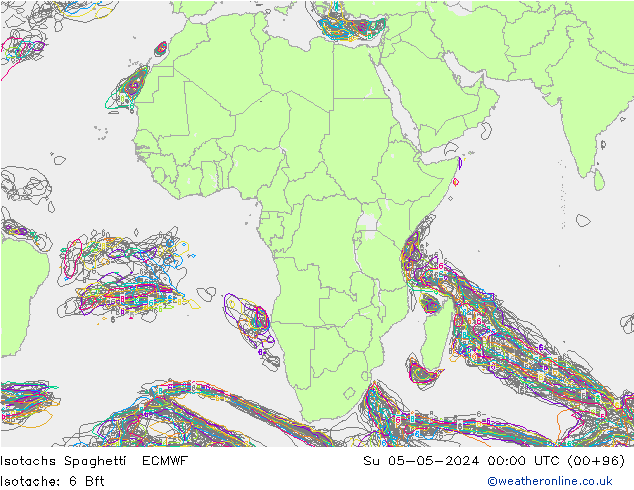 Eşrüzgar Hızları Spaghetti ECMWF Paz 05.05.2024 00 UTC