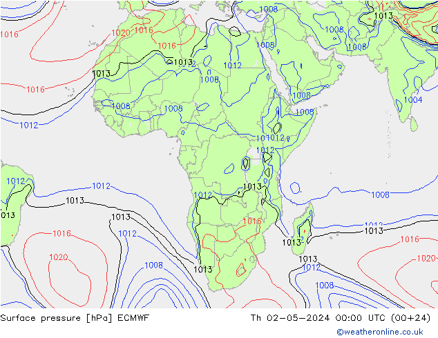 приземное давление ECMWF чт 02.05.2024 00 UTC