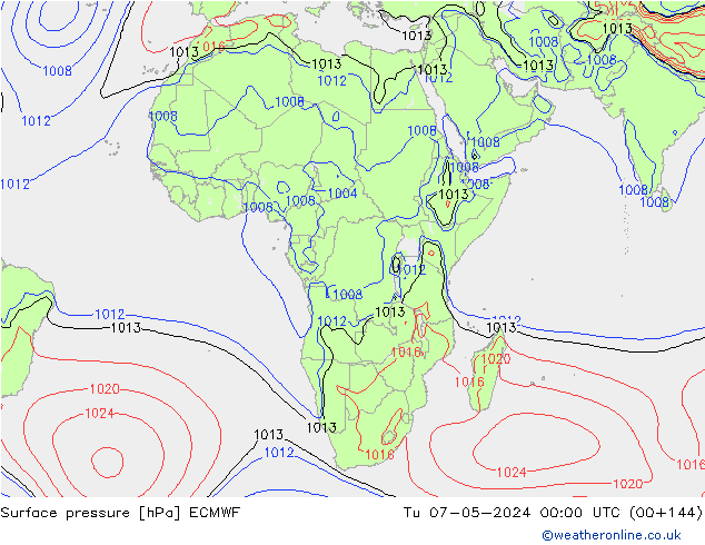 Bodendruck ECMWF Di 07.05.2024 00 UTC