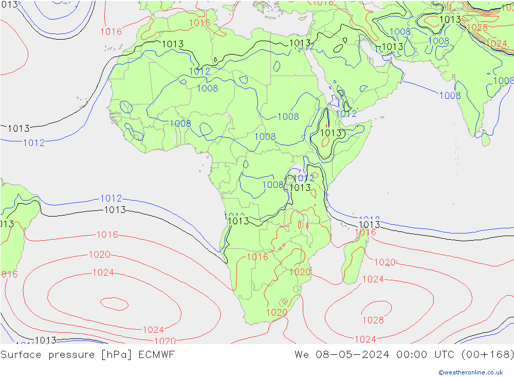 Yer basıncı ECMWF Çar 08.05.2024 00 UTC