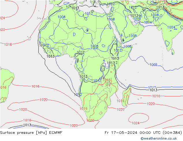 Pressione al suolo ECMWF ven 17.05.2024 00 UTC