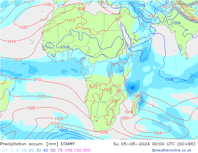 Precipitation accum. ECMWF Вс 05.05.2024 00 UTC