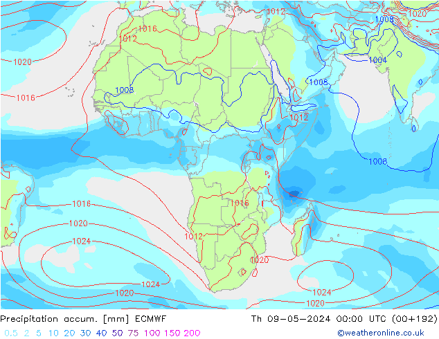Precipitation accum. ECMWF  09.05.2024 00 UTC